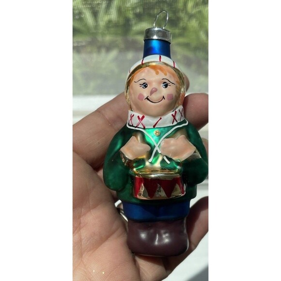 Vintage Christmas Trimmeries  glass ornaments Hand Decorated Drummer Boy - Picture 2 of 10